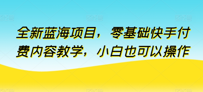 全新蓝海项目，零基础快手付费内容教学，小白也可以操作【揭秘】-第二象限