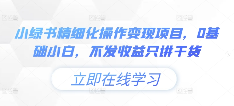 小绿书精细化操作变现项目，0基础小白，不发收益只讲干货-第二象限