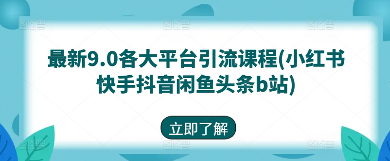 最新9.0各大平台引流课程(小红书快手抖音闲鱼头条b站)-第二象限