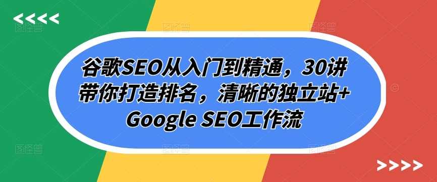 谷歌SEO从入门到精通，30讲带你打造排名，清晰的独立站+Google SEO工作流-第二象限
