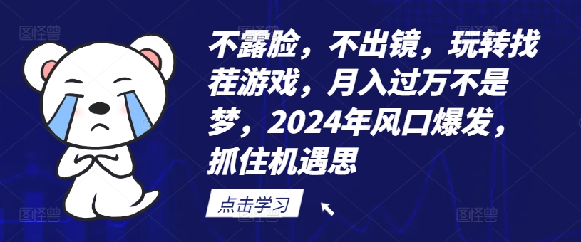 不露脸，不出镜，玩转找茬游戏，月入过万不是梦，2024年风口爆发，抓住机遇【揭秘】-第二象限