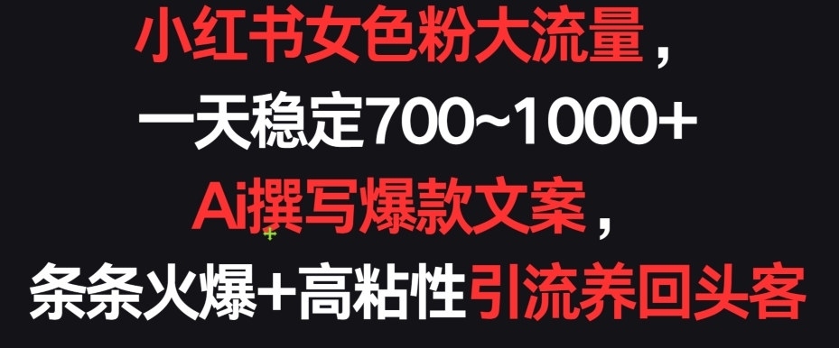 小红书女色粉大流量，一天稳定700~1000+  Ai撰写爆款文案，条条火爆+高粘性引流养回头客【揭秘】-第二象限