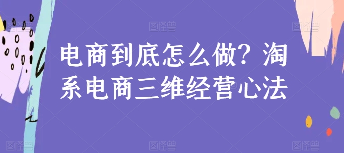 电商到底怎么做？淘系电商三维经营心法-第二象限