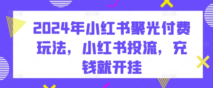 2024年小红书聚光付费玩法，小红书投流，充钱就开挂-第二象限