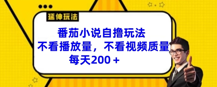 番茄小说自撸玩法，不看播放量，不看视频质量，每天200+【揭秘】-第二象限