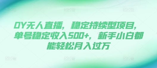 DY无人直播，稳定持续型项目，单号稳定收入500+，新手小白都能轻松月入过万【揭秘】-第二象限