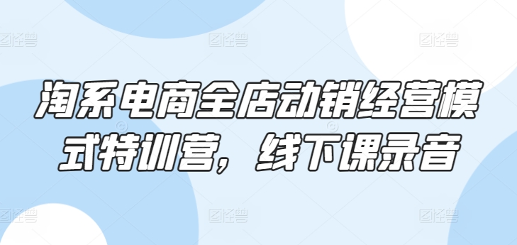 淘系电商全店动销经营模式特训营，线下课录音-第二象限