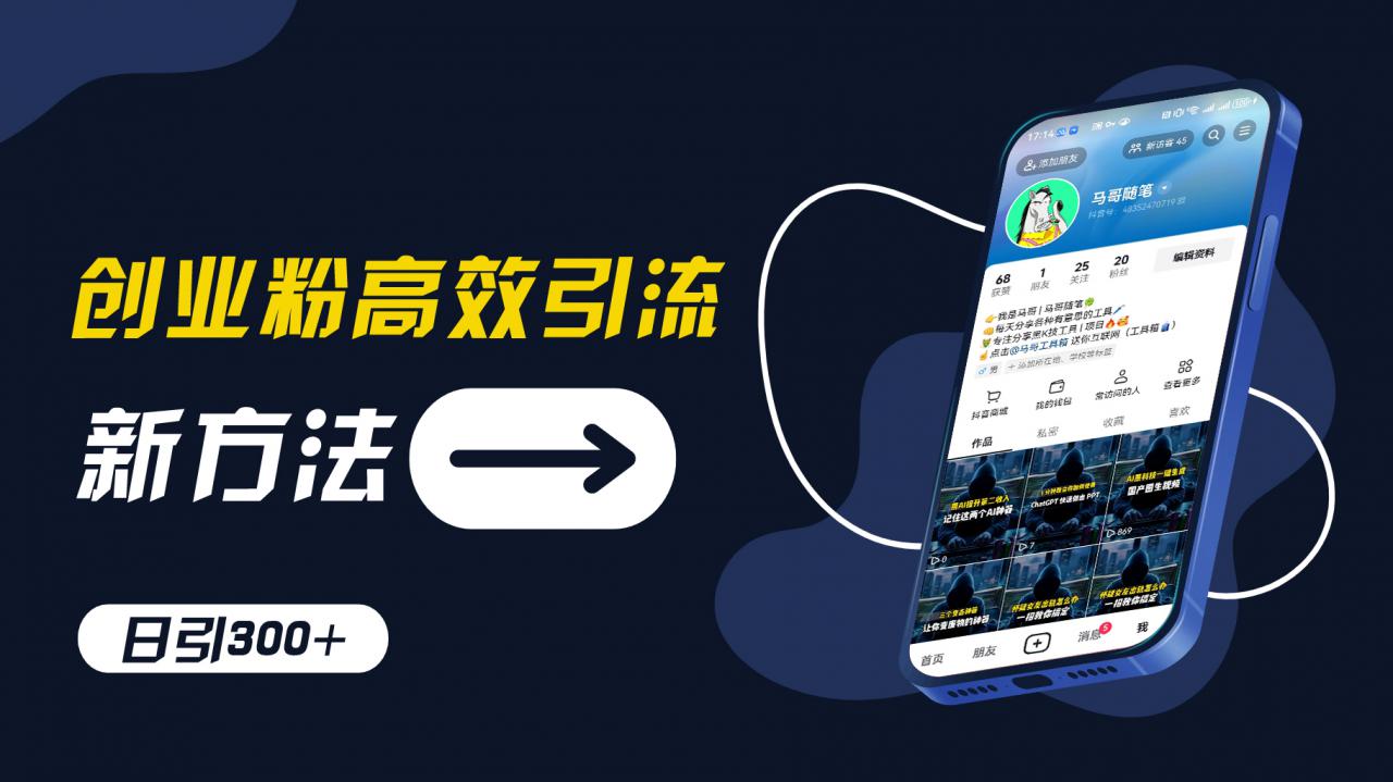 创业粉高效引流，抖音工具号玩法，日引300+，不要成为学习高手，要成为实战高手【揭秘】-第二象限