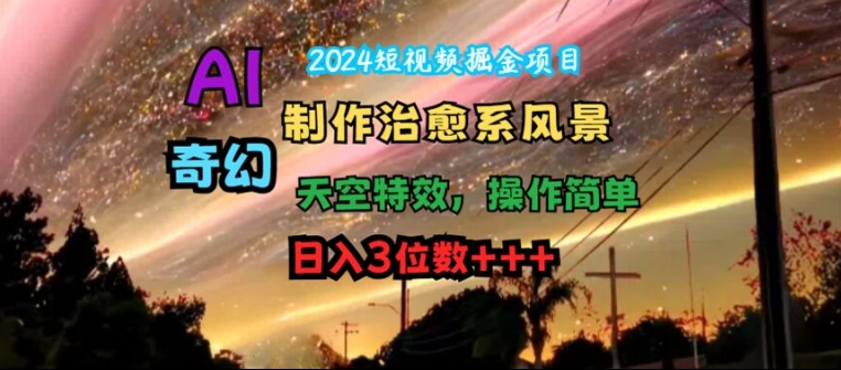 2024短视频掘金项目，AI制作治愈系风景，奇幻天空特效，操作简单，日入3位数【揭秘】-第二象限