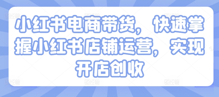 小红书电商带货，快速掌握小红书店铺运营，实现开店创收-第二象限