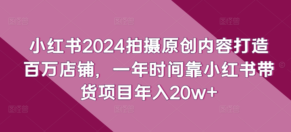 小红书2024拍摄原创内容打造百万店铺，一年时间靠小红书带货项目年入20w+-第二象限