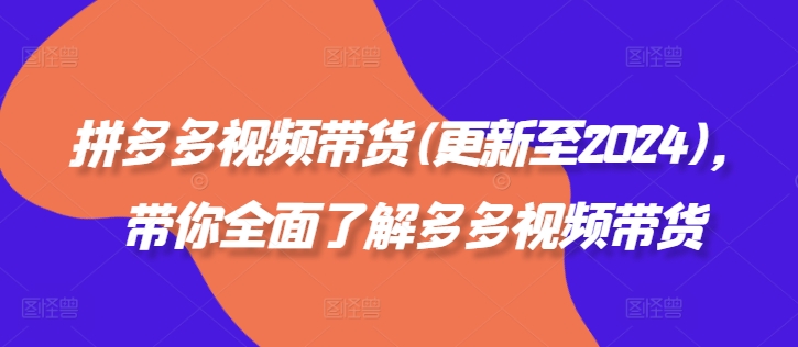 拼多多视频带货(更新至2024)，带你全面了解多多视频带货-第二象限