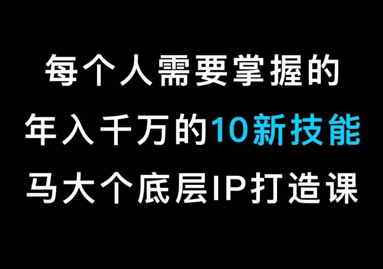 马大个的IP底层逻辑课，​每个人需要掌握的年入千万的10新技能，约会底层IP打造方法！-第二象限