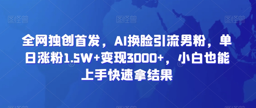 全网独创首发，AI换脸引流男粉，单日涨粉1.5W+变现3000+，小白也能上手快速拿结果【揭秘】-第二象限