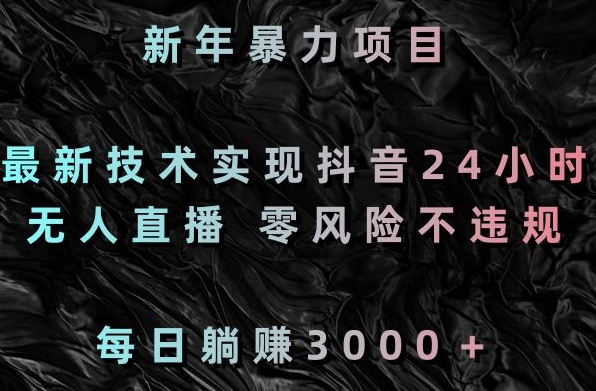 新年暴力项目，最新技术实现抖音24小时无人直播，零风险不违规，每日躺赚3000＋【揭秘】-第二象限