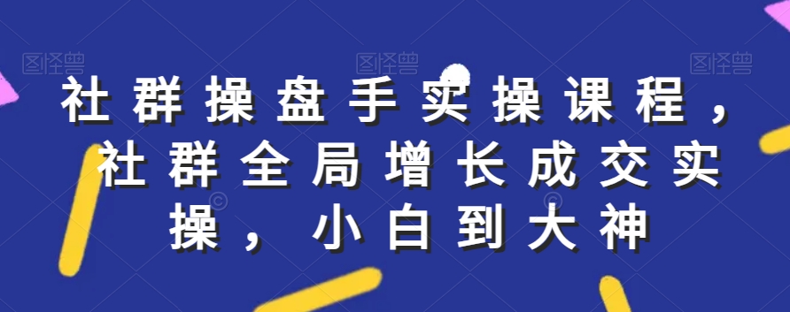 社群实操课程，社群全局增长成交实操，小白到大神-第二象限