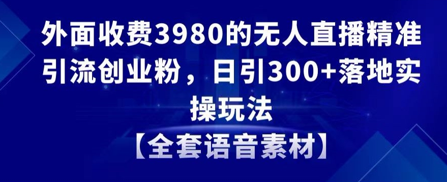 外面收费3980的无人直播精准引流创业粉，日引300+落地实操玩法【全套语音素材】【揭秘】-第二象限