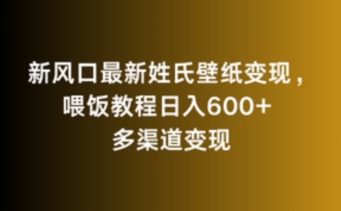 新风口最新姓氏壁纸变现，喂饭教程日入600+【揭秘】-第二象限
