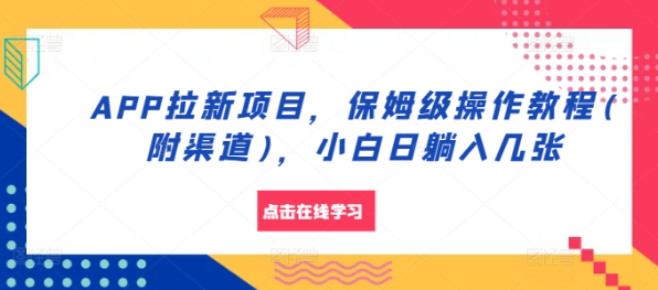 APP拉新项目，保姆级操作教程(附渠道)，小白日躺入几张【揭秘】-第二象限