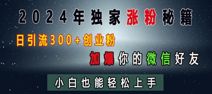 2024年独家涨粉秘籍，日引流300+创业粉，加爆你的微信好友，小白也能轻松上手-第二象限