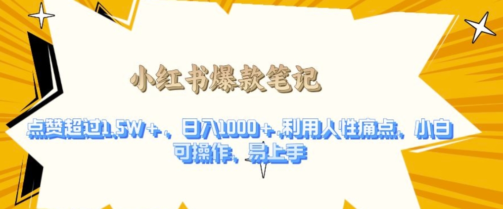利用人性的痛点，打造爆款笔记，获得点赞超过1.5W+，日入1k【揭秘】-第二象限