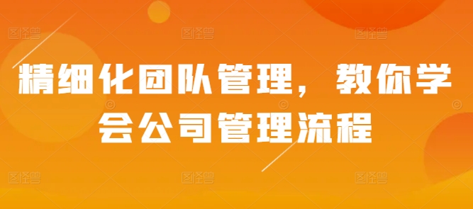 精细化团队管理，教你学会公司管理流程-第二象限