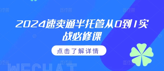 2024速卖通半托管从0到1实战必修课，掌握通投广告打法、熟悉速卖通半托管的政策细节-第二象限