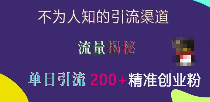 不为人知的引流渠道，流量揭秘，实测单日引流200+精准创业粉【揭秘】-第二象限