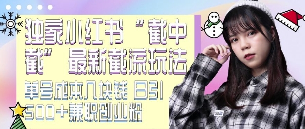 最新小红书截流玩法 独家截中截 单号成本几块钱 日引500+CY粉JZ粉-第二象限