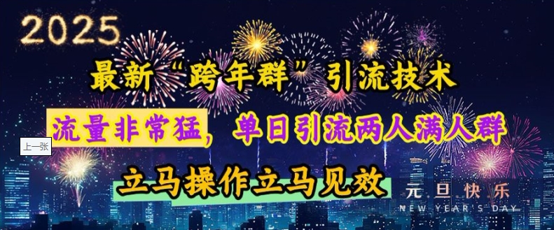 最新“跨年群”引流，流量非常猛，单日引流两人满人群，立马操作立马见效【揭秘】-第二象限