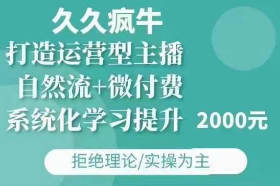久久疯牛·自然流+微付费(12月23更新)打造运营型主播，包11月+12月-第二象限