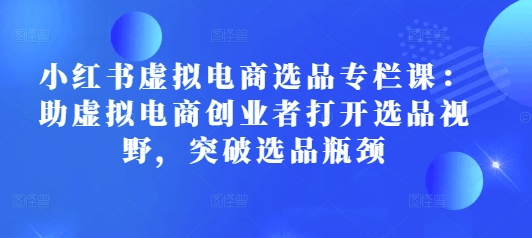 小红书虚拟电商选品专栏课：助虚拟电商创业者打开选品视野，突破选品瓶颈-第二象限