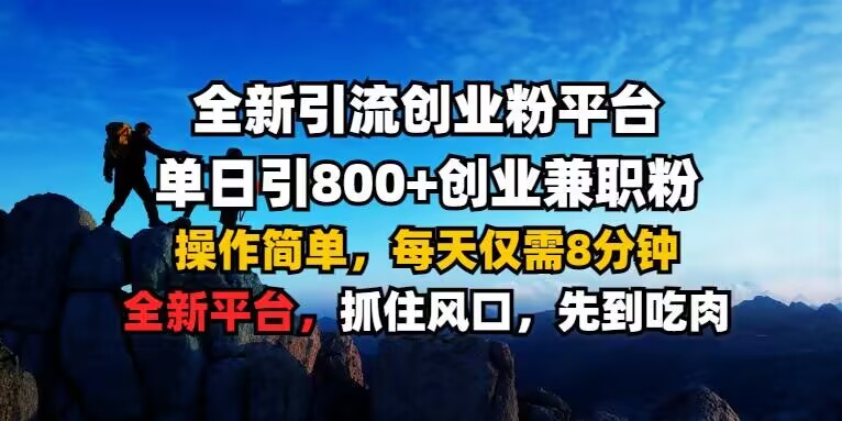全新引流创业粉平台 单日引800+，创业兼职粉，操作简单，每天仅需8分钟【仅揭秘】-第二象限