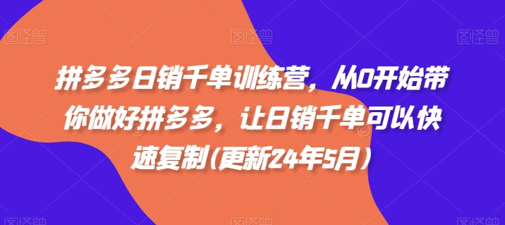 拼多多日销千单训练营，从0开始带你做好拼多多，让日销千单可以快速复制(更新24年12月)-第二象限