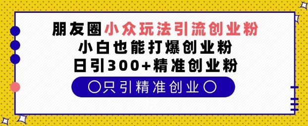 朋友圈小众玩法引流创业粉，小白也能打爆创业粉，日引300+精准创业粉【揭秘】-第二象限