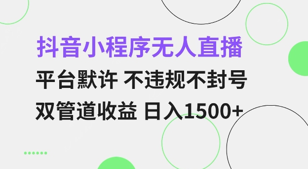 抖音小程序无人直播 平台默许 不违规不封号 双管道收益 日入多张 小白也能轻松操作【仅揭秘】-第二象限