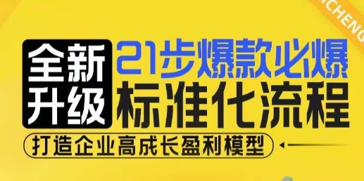 21步爆款必爆标准化流程，全新升级，打造企业高成长盈利模型-第二象限