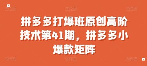 拼多多打爆班原创高阶技术第41期，拼多多小爆款矩阵-第二象限