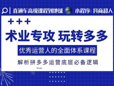 术业专攻玩转多多，优秀运营人的全面体系课程，解析拼多多运营底层必备逻辑-第二象限