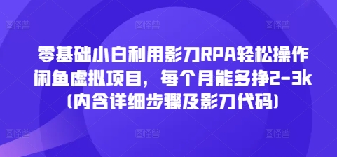 零基础小白利用影刀RPA轻松操作闲鱼虚拟项目，每个月能多挣2-3k(内含详细步骤及影刀代码)-第二象限