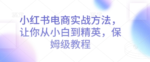 小红书电商实战方法，让你从小白到精英，保姆级教程-第二象限