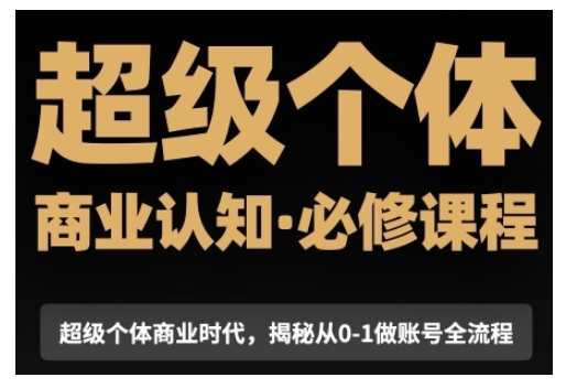 超级个体商业认知觉醒视频课，商业认知·必修课程揭秘从0-1账号全流程-第二象限