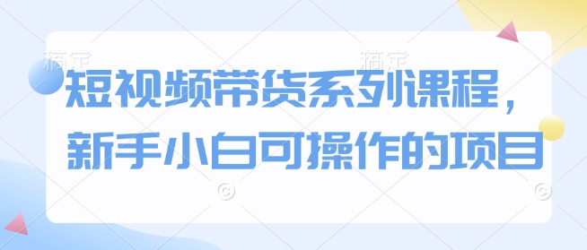短视频带货系列课程，新手小白可操作的项目-第二象限