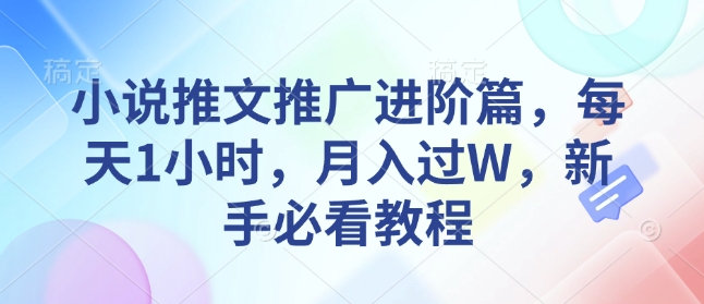小说推文推广进阶篇，每天1小时，月入过W，新手必看教程-第二象限