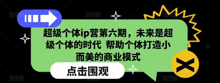 超级个体ip营第六期，未来是超级个体的时代  帮助个体打造小而美的商业模式-第二象限