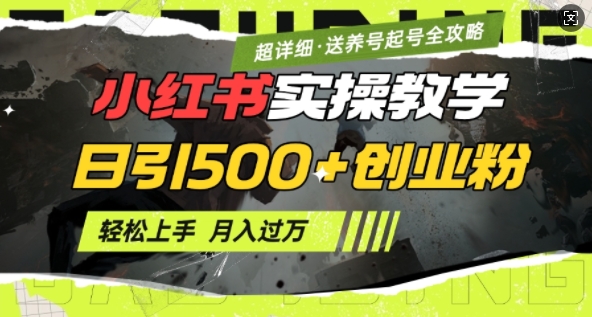 2月小红书最新日引500+创业粉实操教学【超详细】小白轻松上手，月入1W+，附小红书养号起号SOP-第二象限