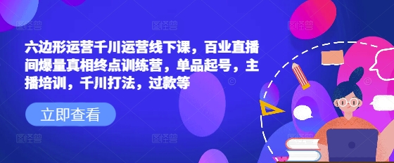 六边形运营千川运营线下课，百业直播间爆量真相终点训练营，单品起号，主播培训，千川打法，过款等-第二象限