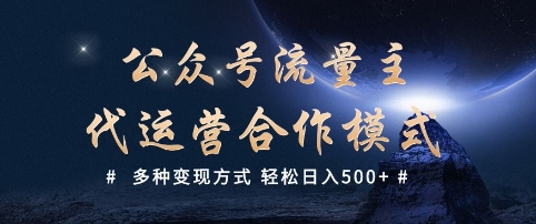 公众号流量主代运营  多种变现方式 轻松日入5张【揭秘】-第二象限