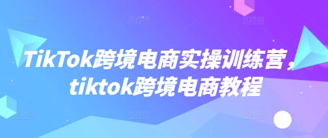 TikTok跨境电商实操训练营，tiktok跨境电商教程-第二象限