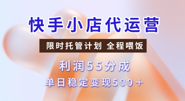 快手小店代运营3.0，模式新升级，收益55分，稳定单日5张【揭秘】-第二象限